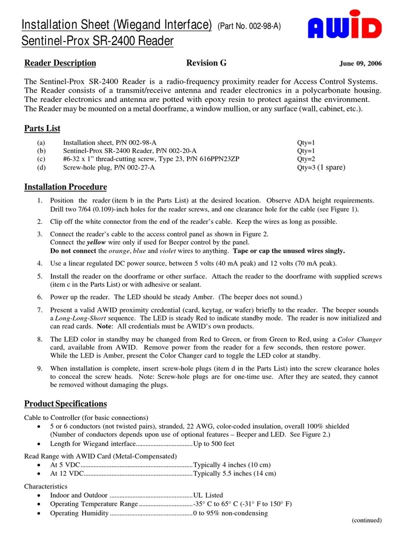 AWID Sentinel-Prox SR-2400 Reader Assembly instructions