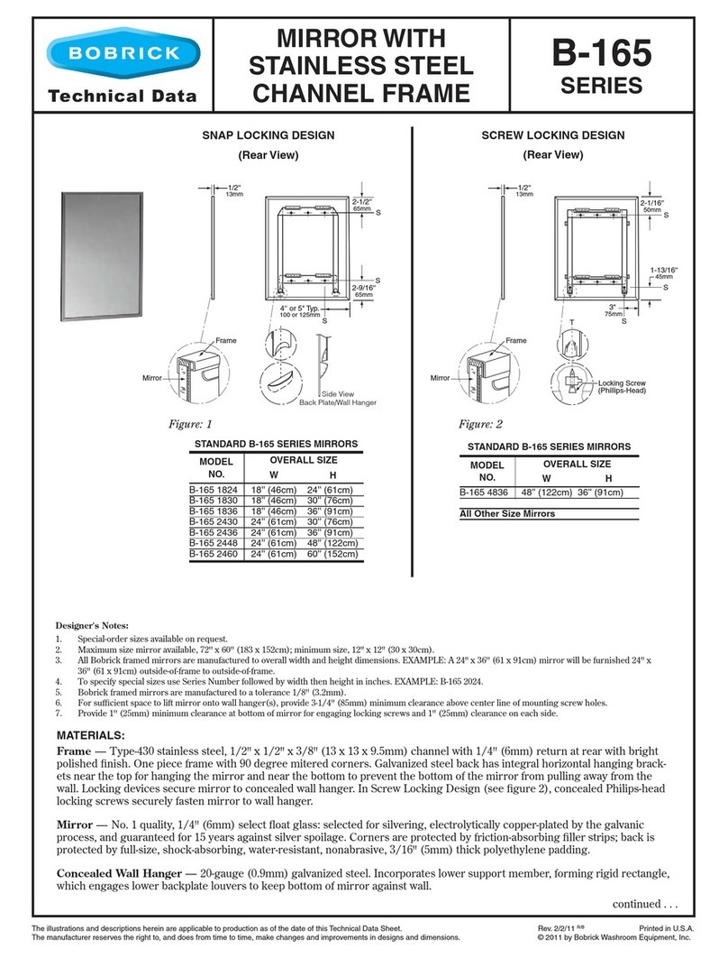 Bobrick B-165 SERIES Technical data Bobrick B-165 SERIES Technical data
