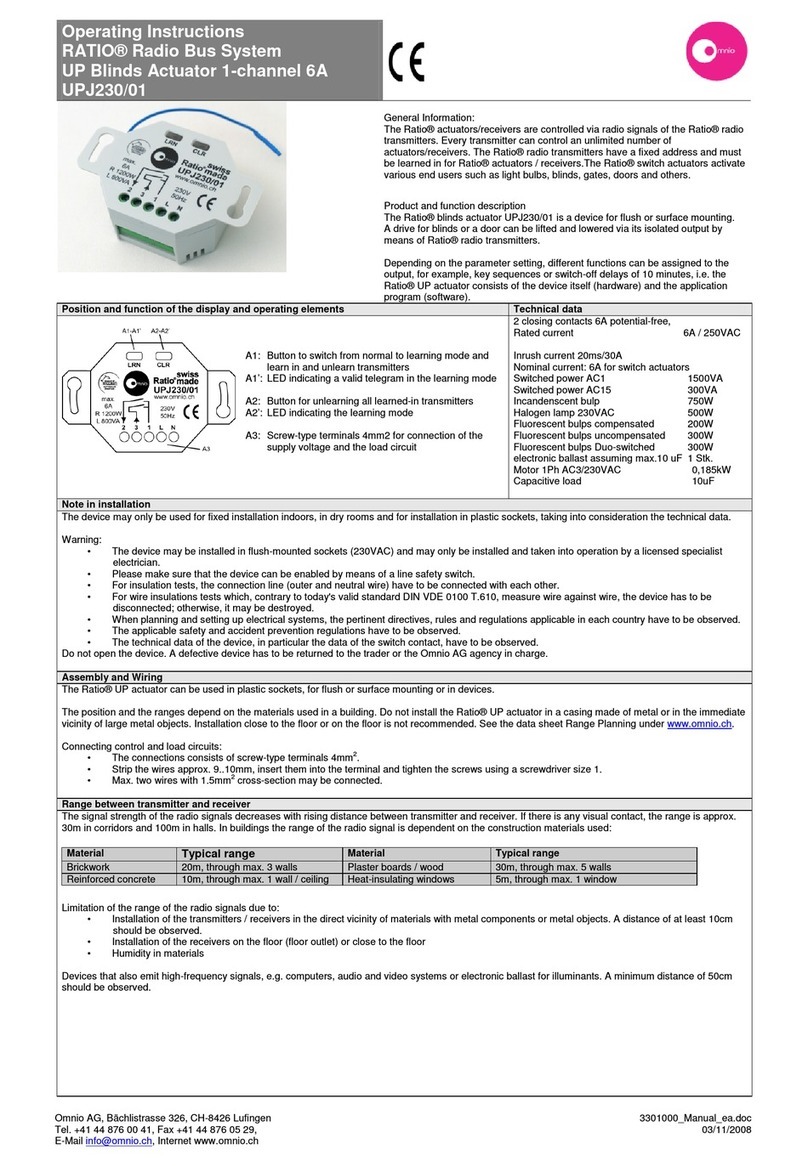 Omnio RATIO UPJ230/01 operating instructions