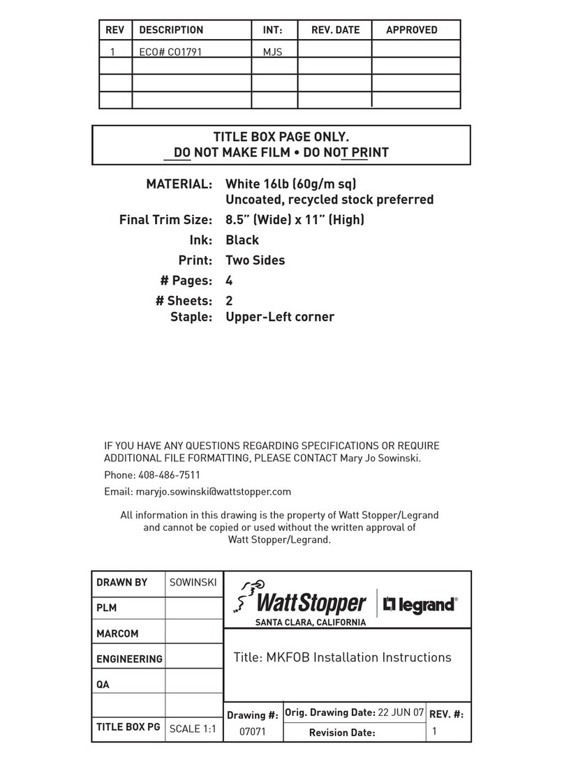 wattstopper Legrand Miro Key Fob installation instructions