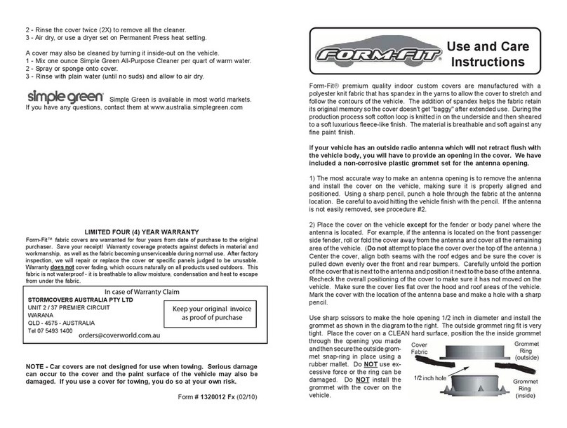 CoverCraft Form-Fit Use and care instructions CoverCraft Form-Fit Use and care instructions