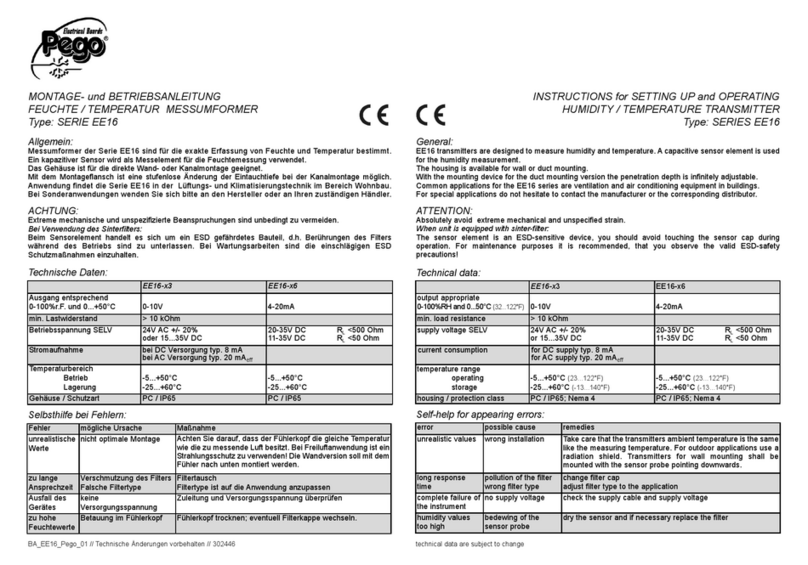 Pego EE16 SERIES Instructions for setting up and operating