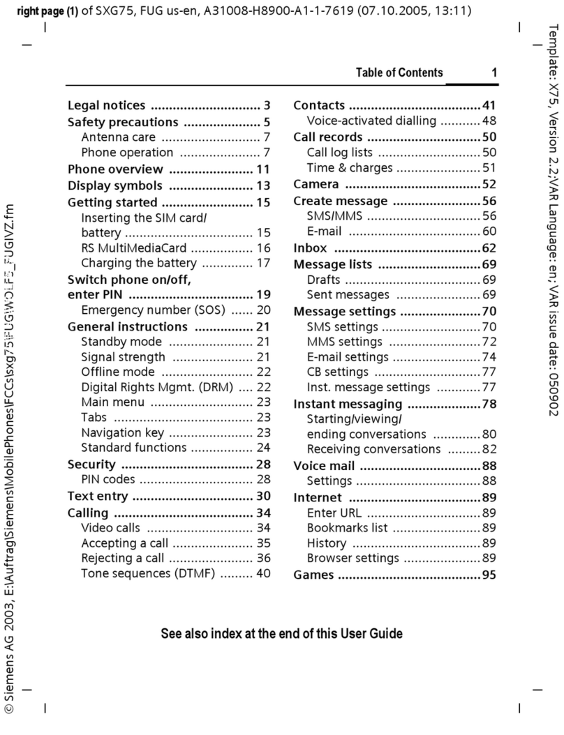 Siemens SXG75 user guide