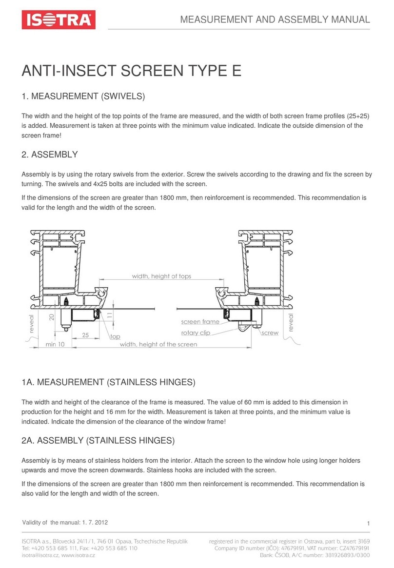 Isotra ANTI-INSECT SCREEN E MEASUREMENT AND ASSEMBLY MANUAL