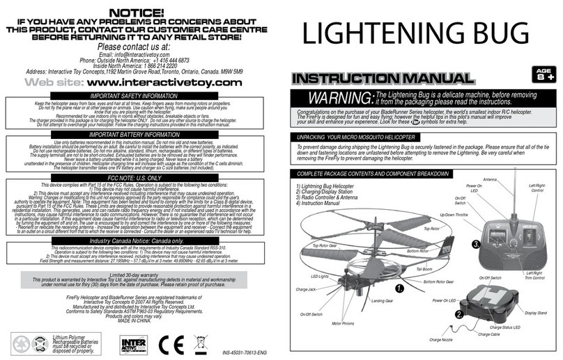 INTERACTIVE TOY CONCEPTS LIGHTENING BUG User manual INTERACTIVE TOY CONCEPTS LIGHTENING BUG User manual