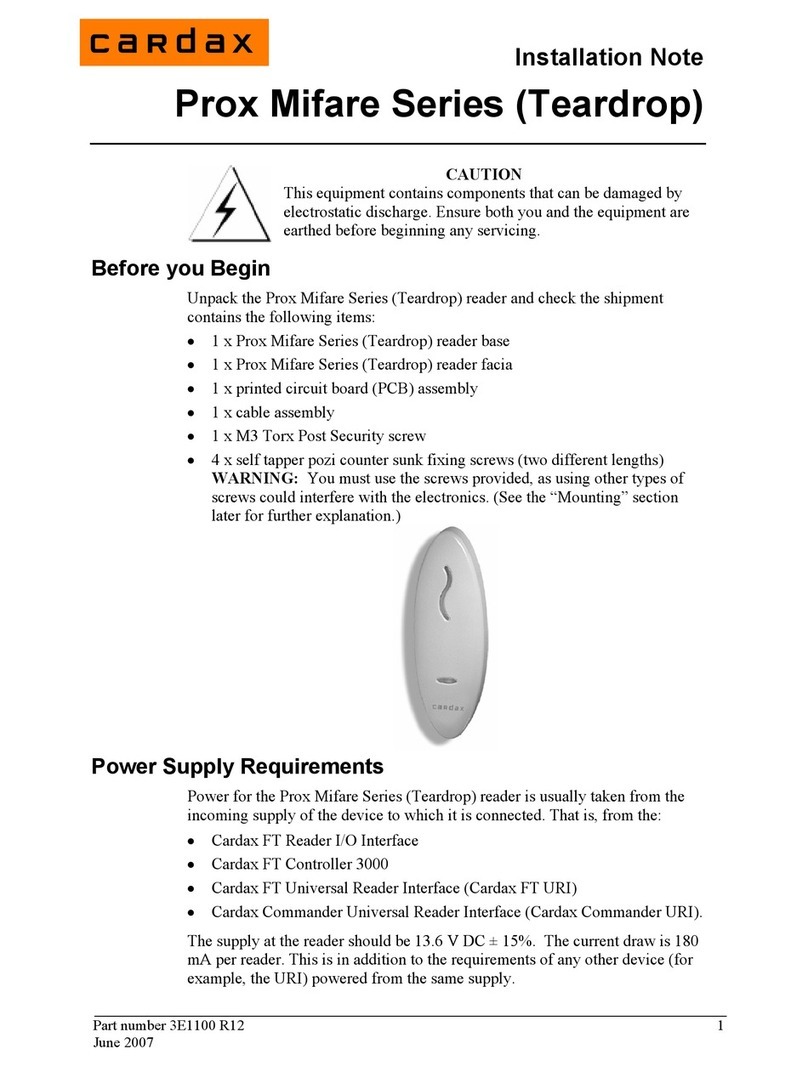 Cardax Prox Mifare Series Installation note