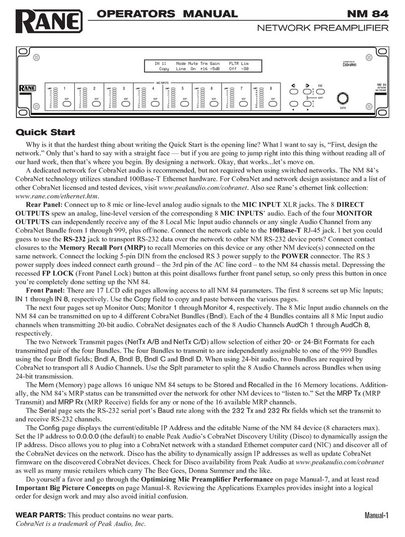 Rane NM 84 User manual