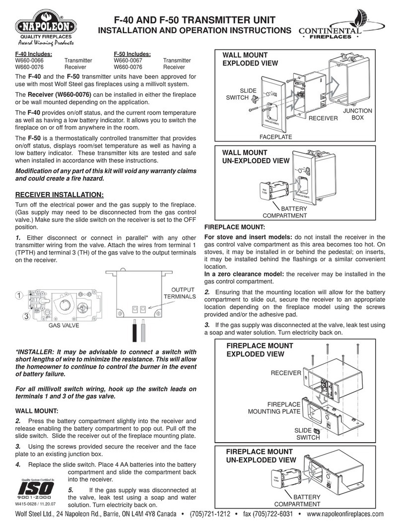 Napoleon F-40 Installation and operation instructions