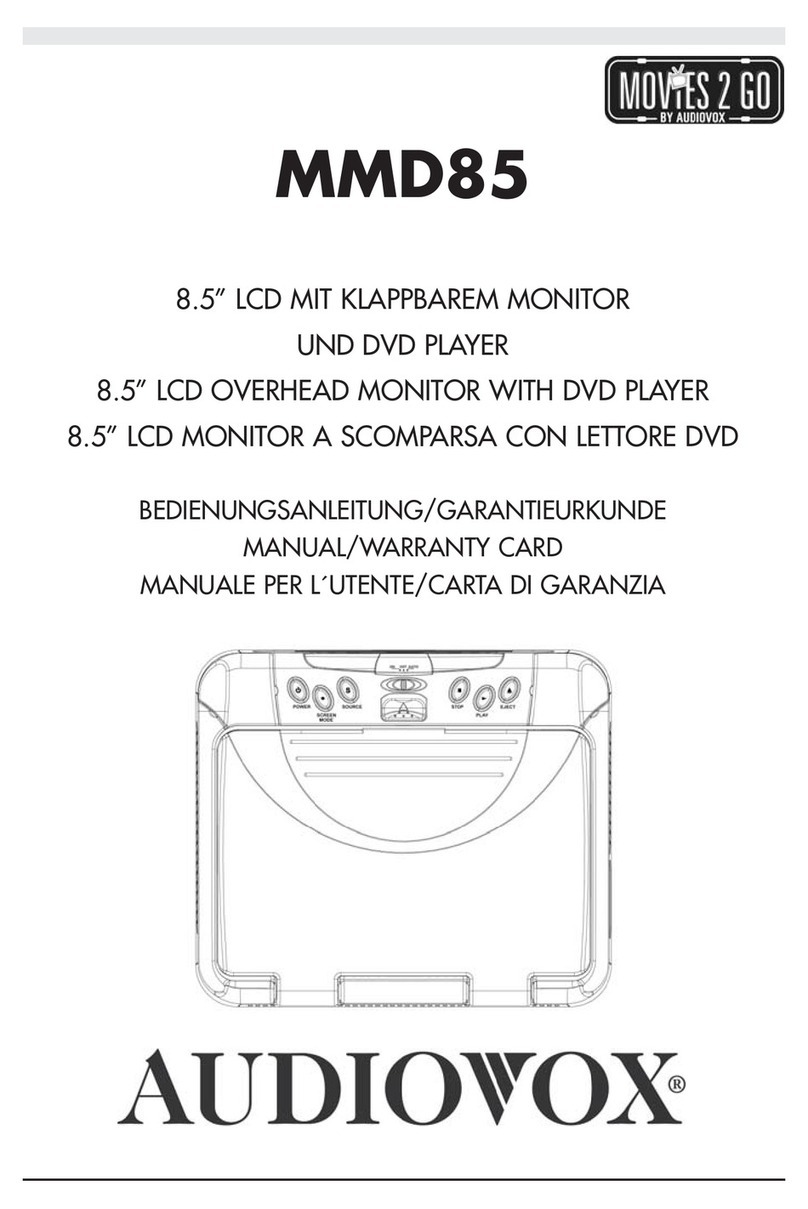 Audiovox MMD85 - 8.5 Inch Dropdown Video Monitor User manual