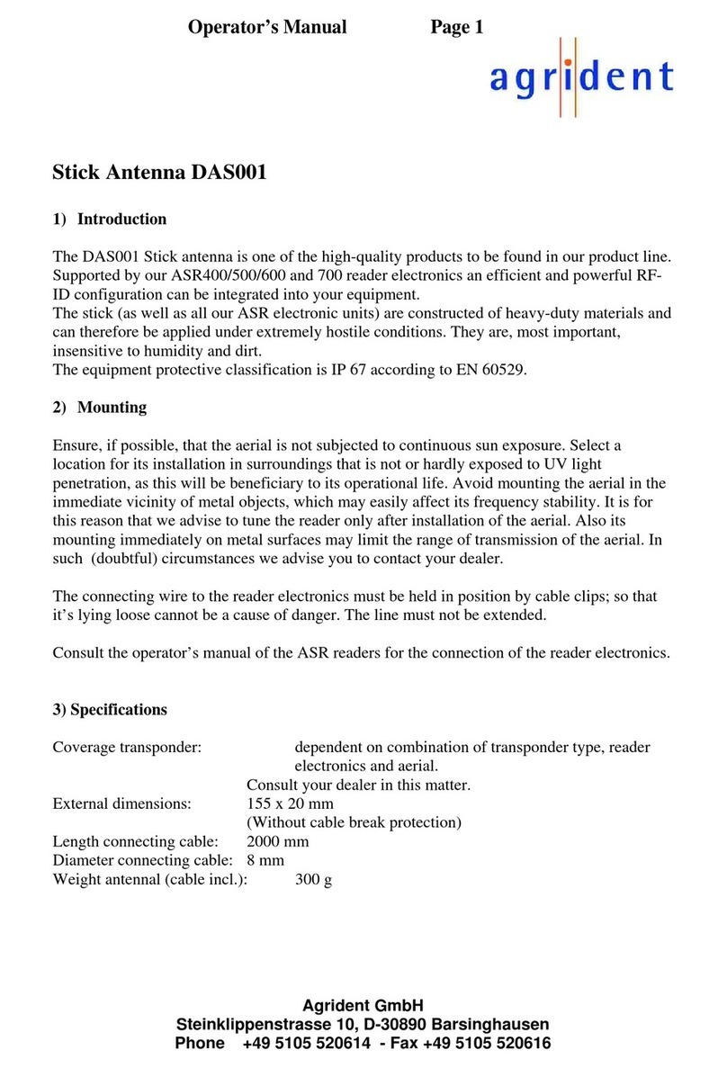 Agrident DAS001 Operator's manual Agrident DAS001 Operator's manual
