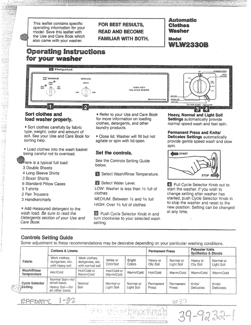 Hotpoint WLW2330B operating instructions