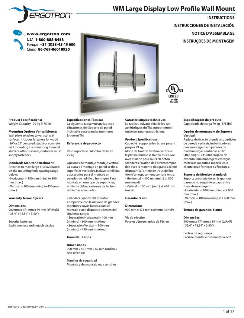 Ergotron WM Large Display Low Profile Wall Mount User manual