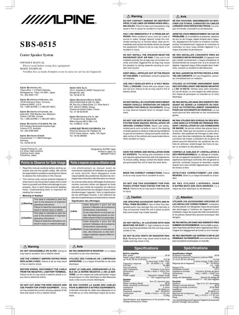 Alpine SBS-0515 User manual
