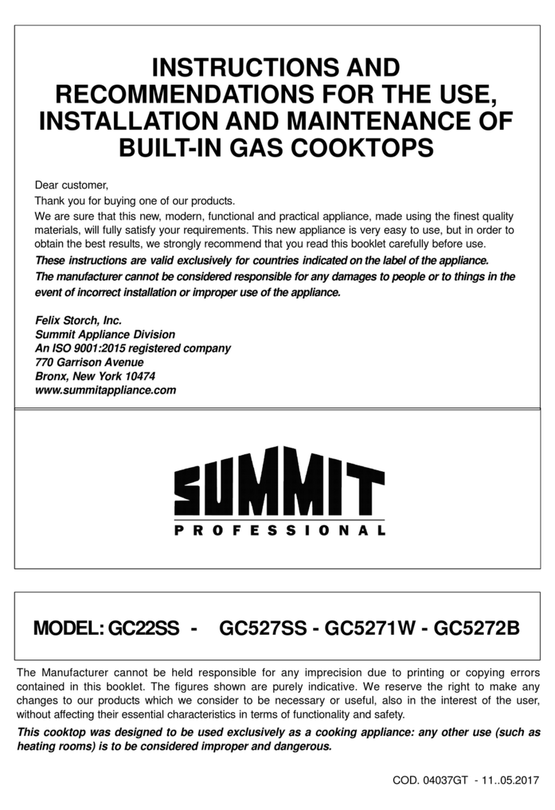 Summit Professional GC22SS Instructions and recommendations for the use, installation and maintenance