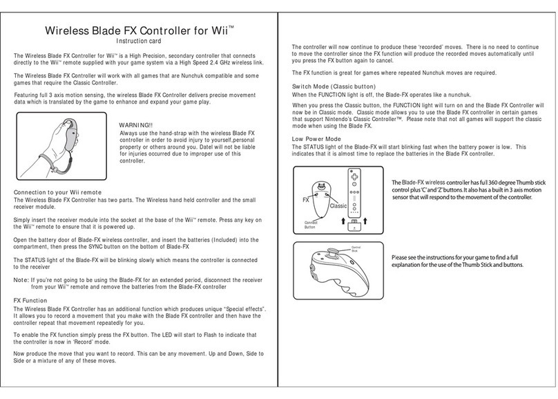 Datel Wireless Blade FX Controller for Wii Technical manual