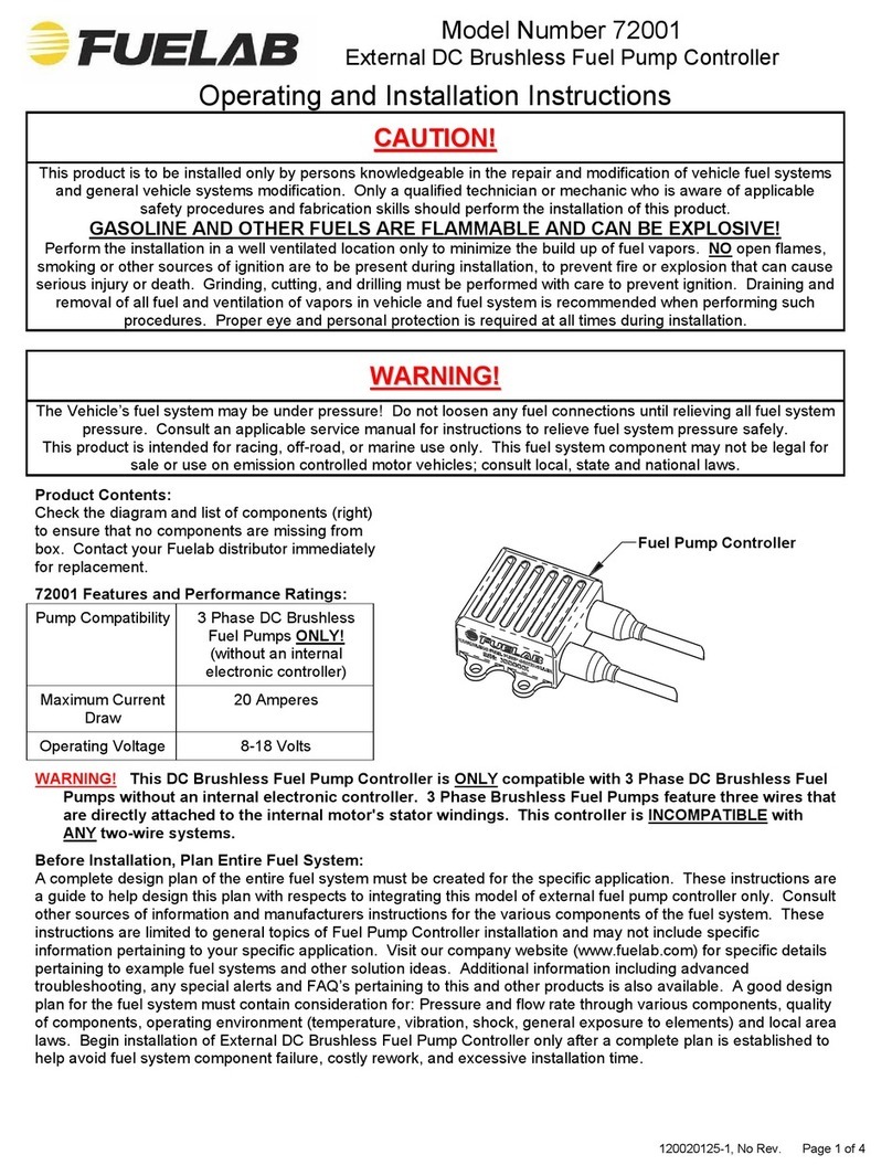 Fuelab 72001 Operating and installation instructions