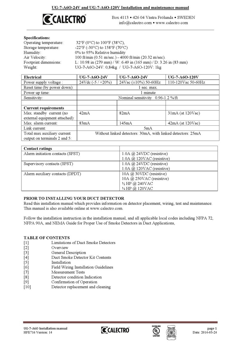 CALECTRO UG-7-A6O-120V Installation and maintenance manual