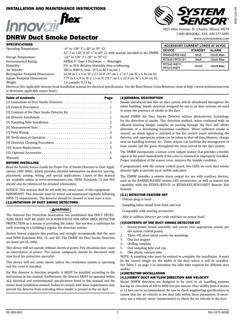 System Sensor Innovair Flex DNRW Operating and maintenance instructions