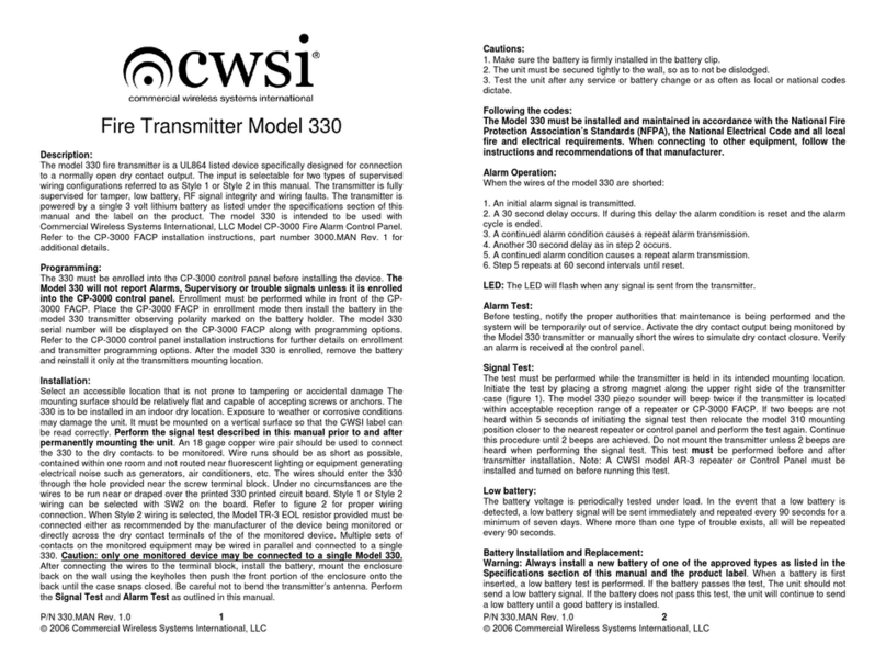 CWSI 330 User manual