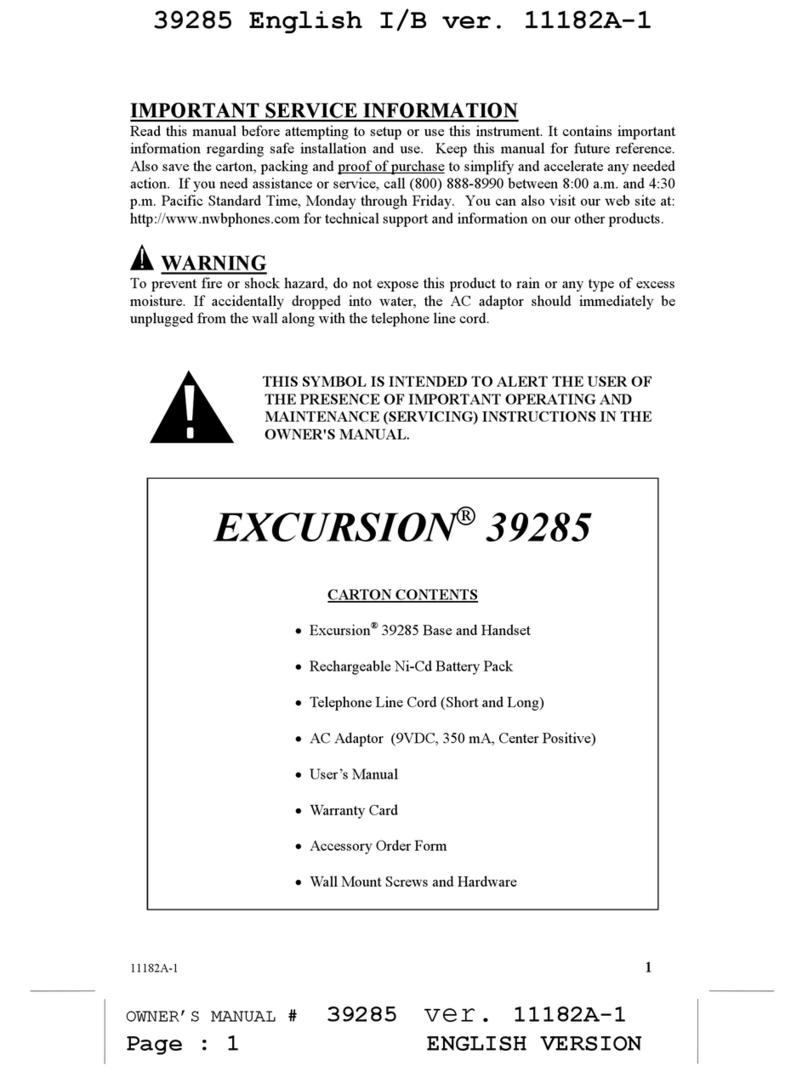 Bell Phones EXCURSION 39285 owner's manual