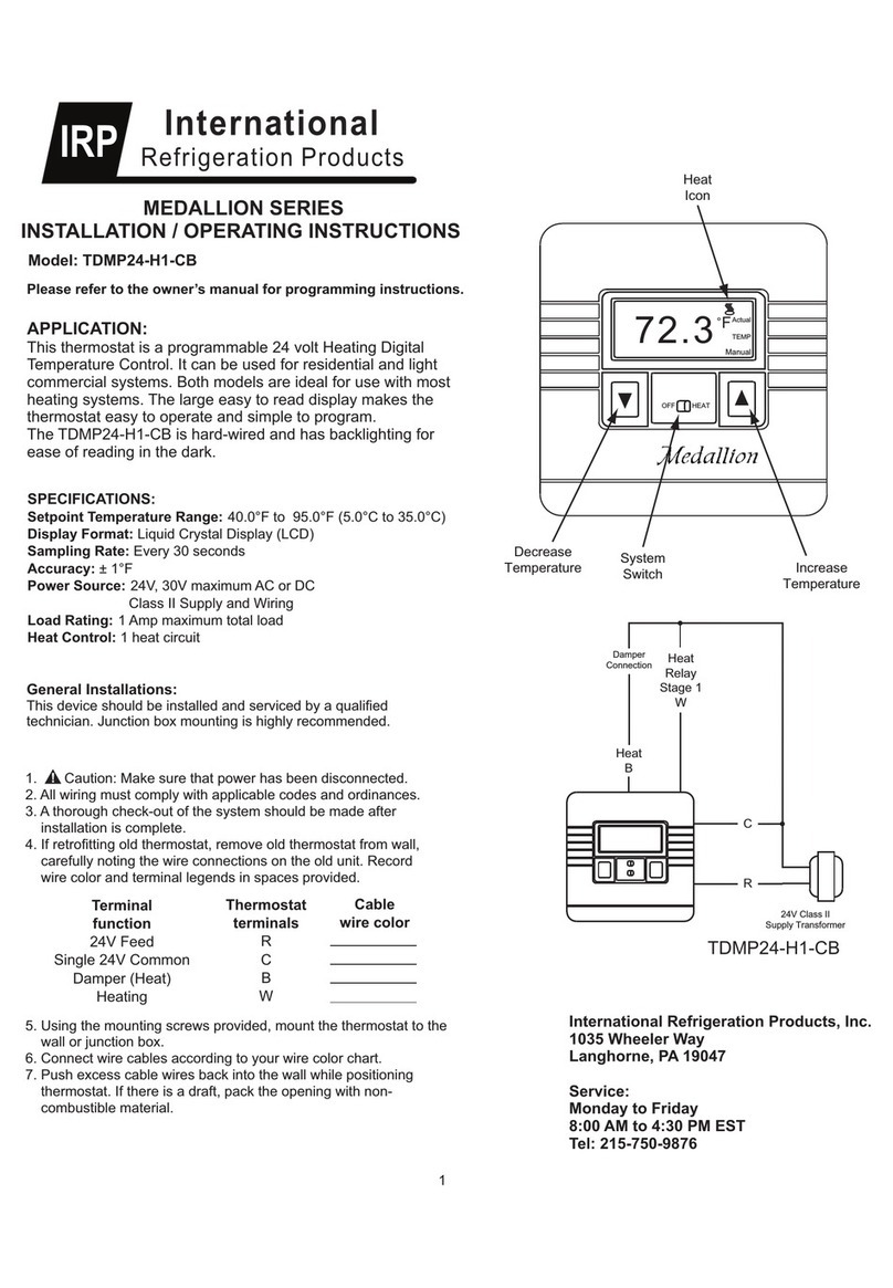 International Refrigeration Products MEDALLION Series Installation & operating instructions International Refrigeration Products MEDALLION Series Installation & operating instructions