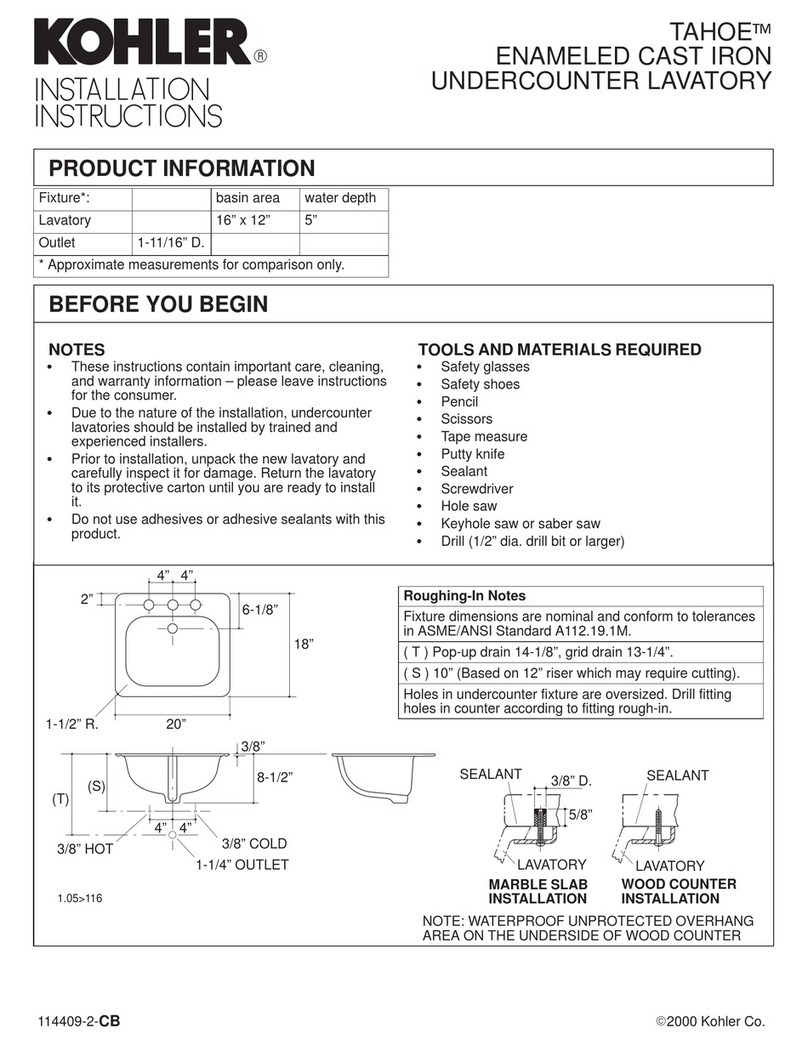 Kohler TAHOE installation instructions