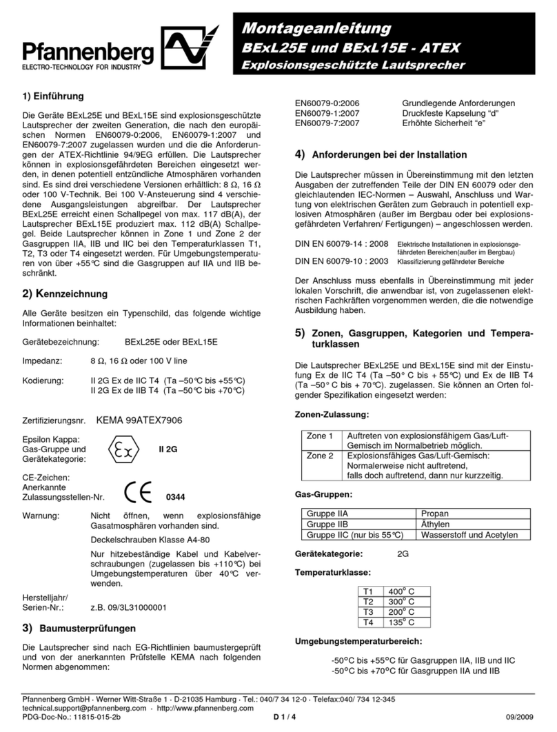 Pfannenberg BExL25E instruction manual
