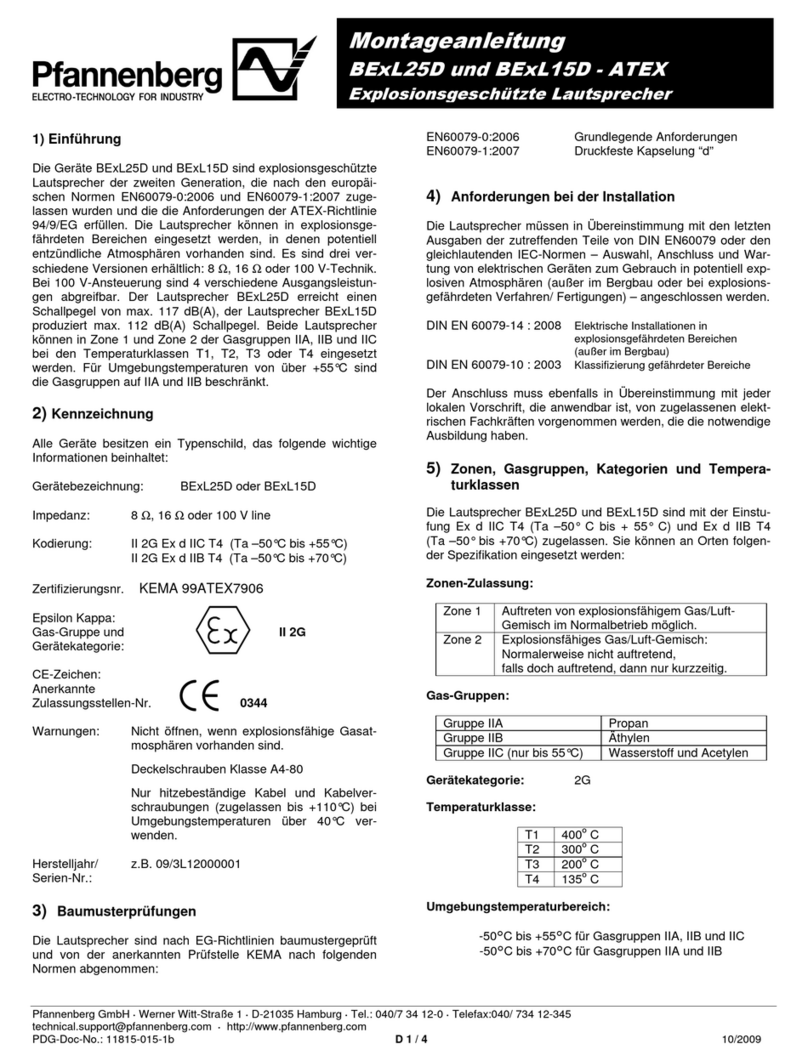 Pfannenberg BExL25D User manual