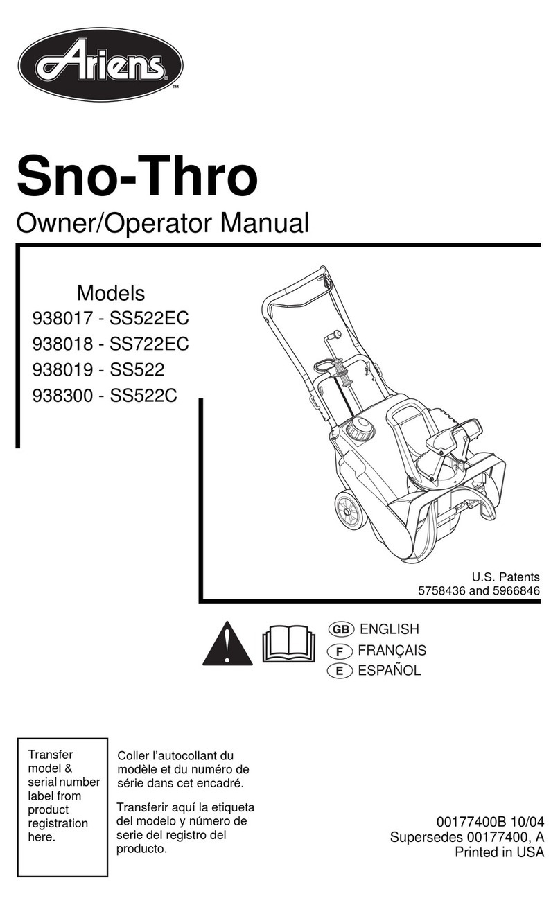 Ariens Sno-Thro 938017 Owner's/operator's manual