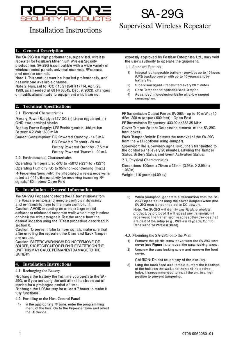 Rosslare SA-29G installation instructions