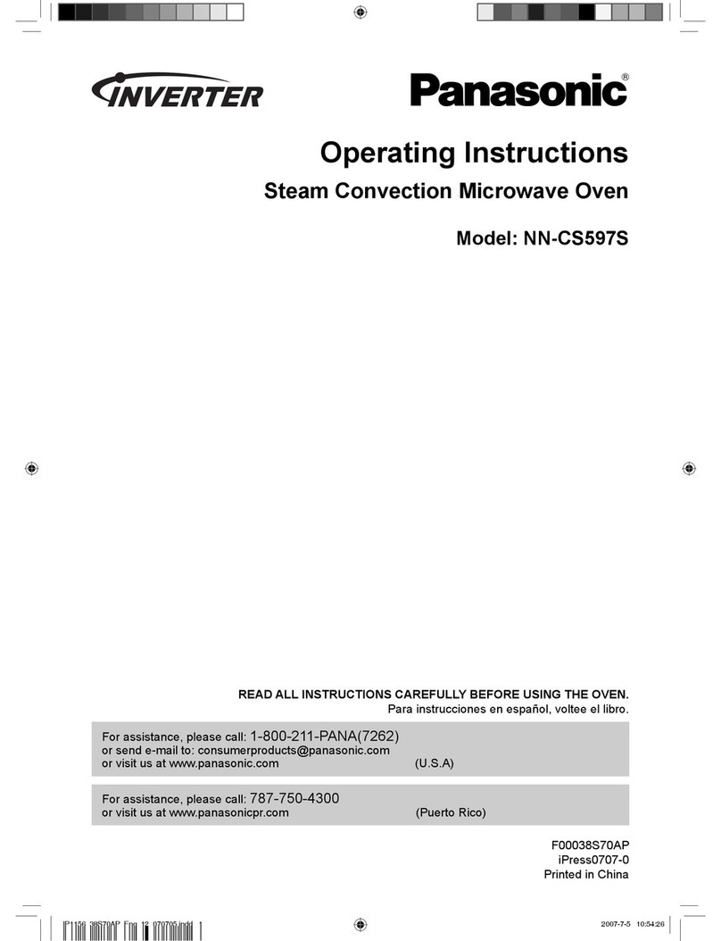Panasonic NNCS597S - STEAM CONVECTION MICROWAVE OVEN User manual