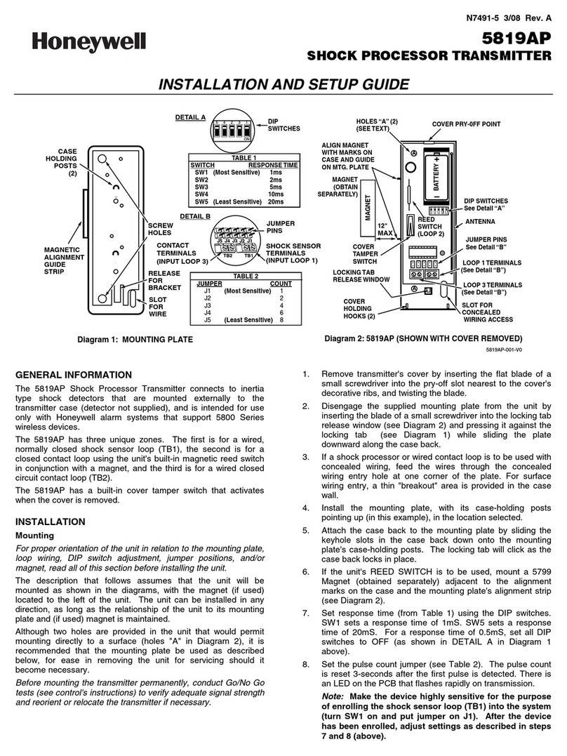 Honeywell 5819AP Assembly instructions Honeywell 5819AP Assembly instructions