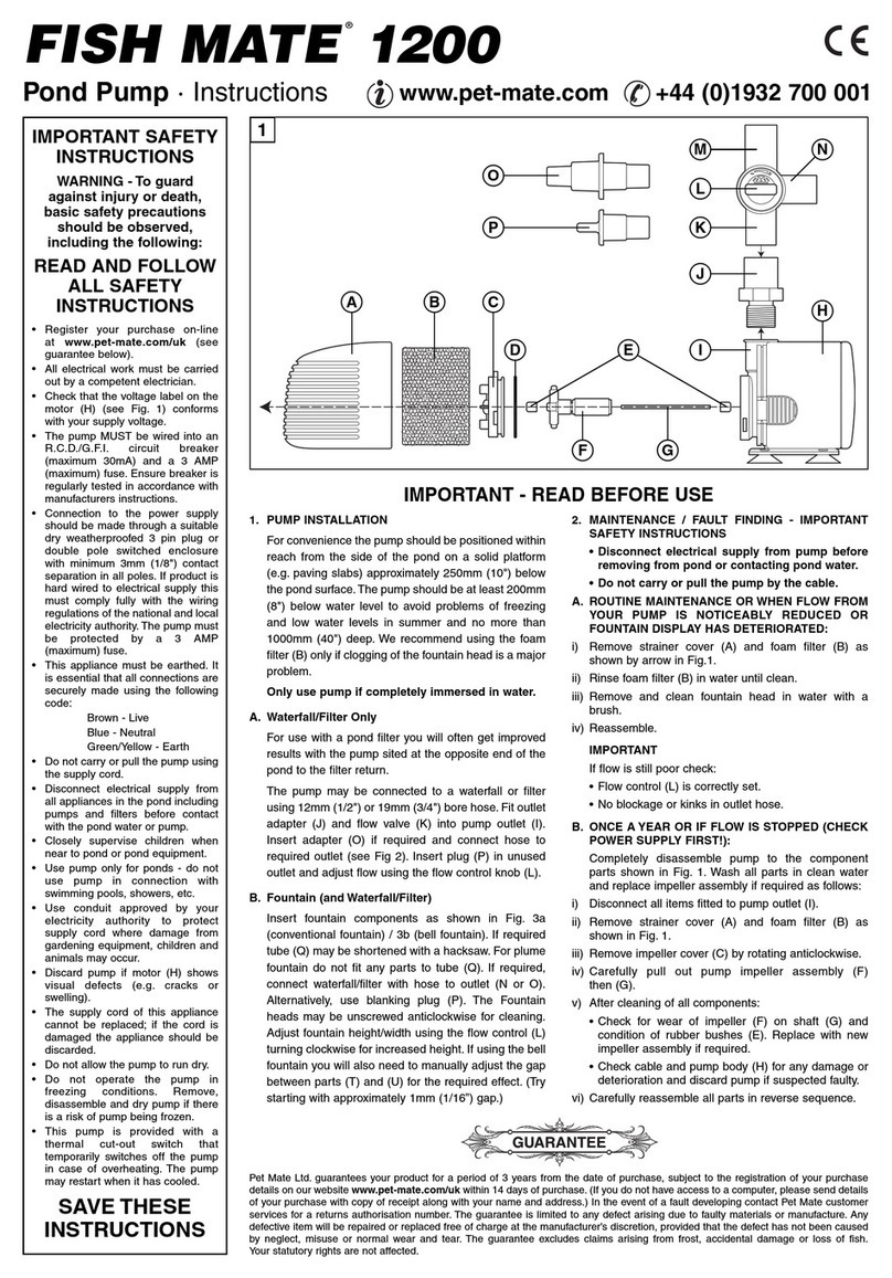 Petmate FISH MATE 1200 instructions
