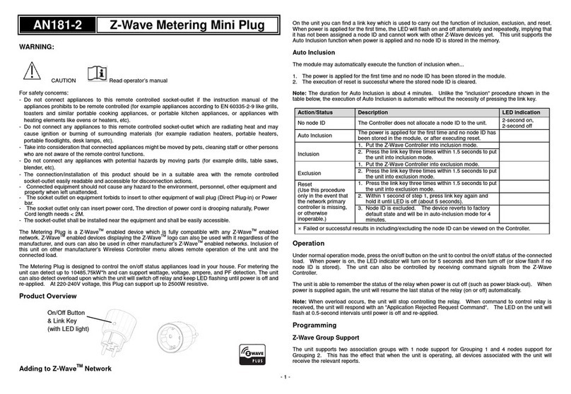 EVERSPRING AN181-2 Operator's manual
