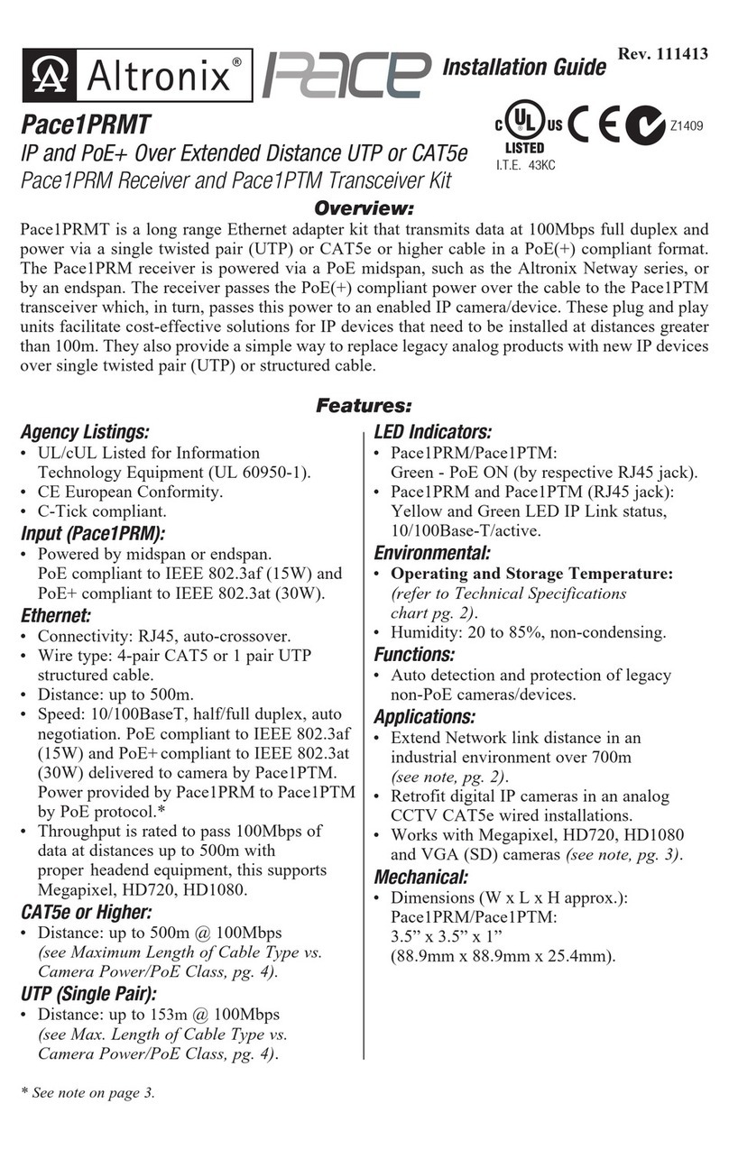 Altronix Pace1PRMT User manual