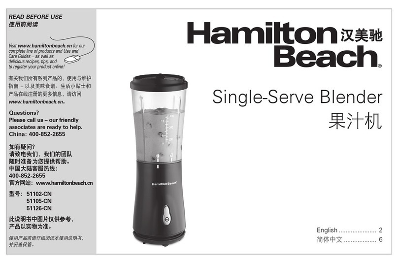 Hamilton Beach Single-Serve Blender User manual