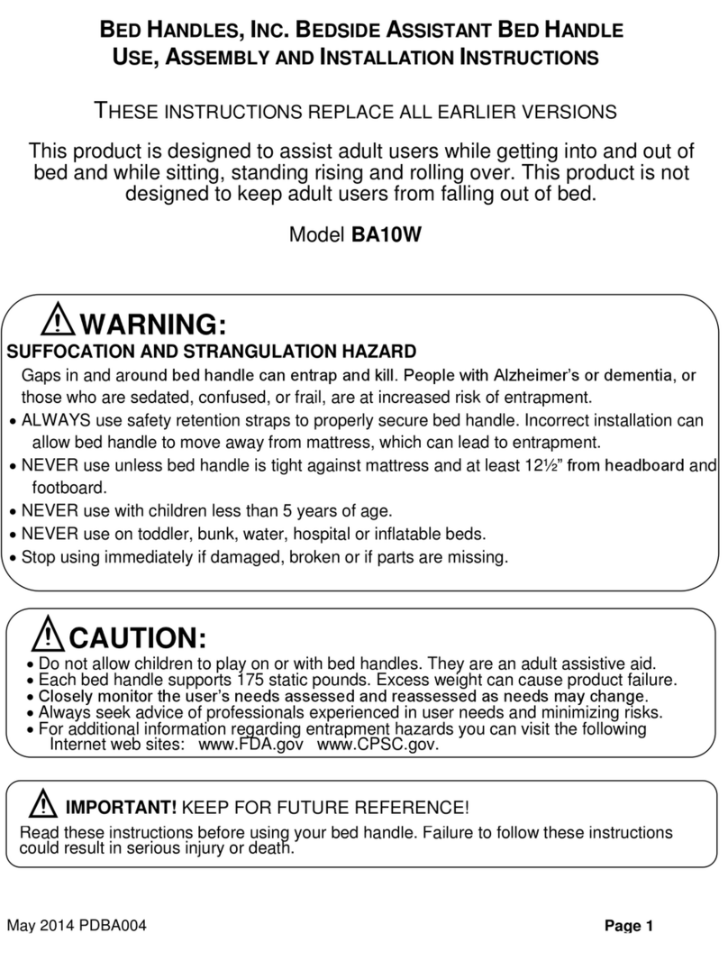 BED HANDLES BA10W USE, ASSEMBLY AND INSTALLATION INSTRUCTIONS