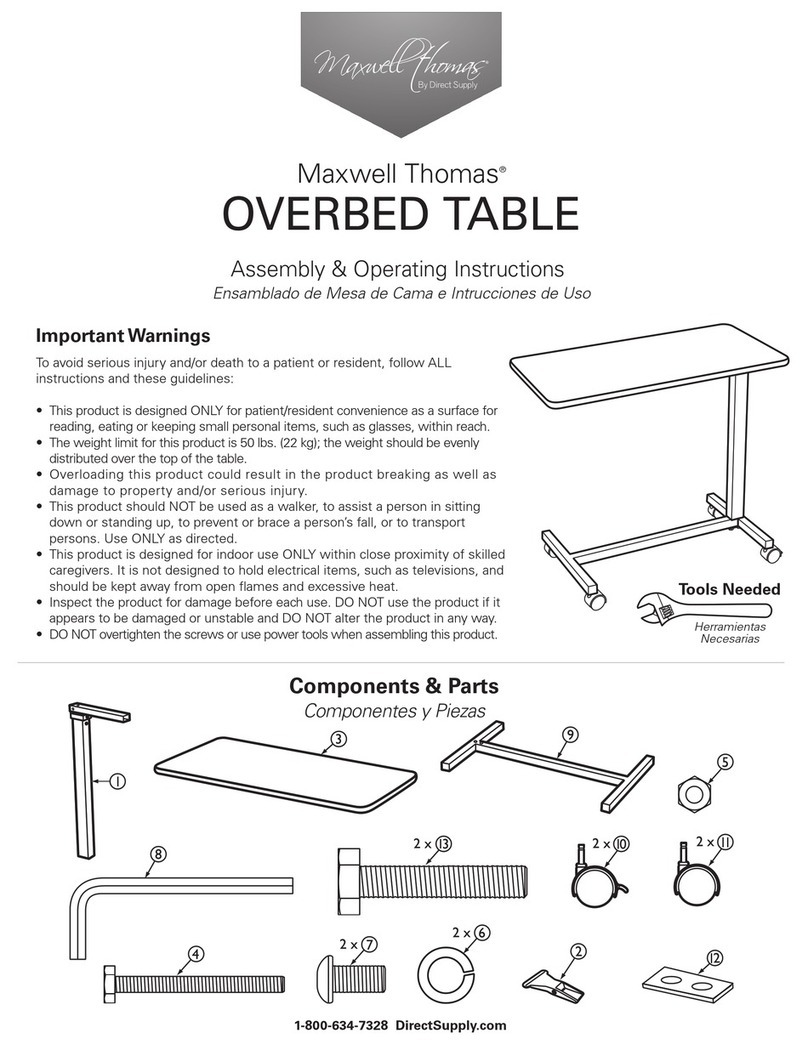 Maxwell Thomas OVERBED TABLE Assembly & operating instructions