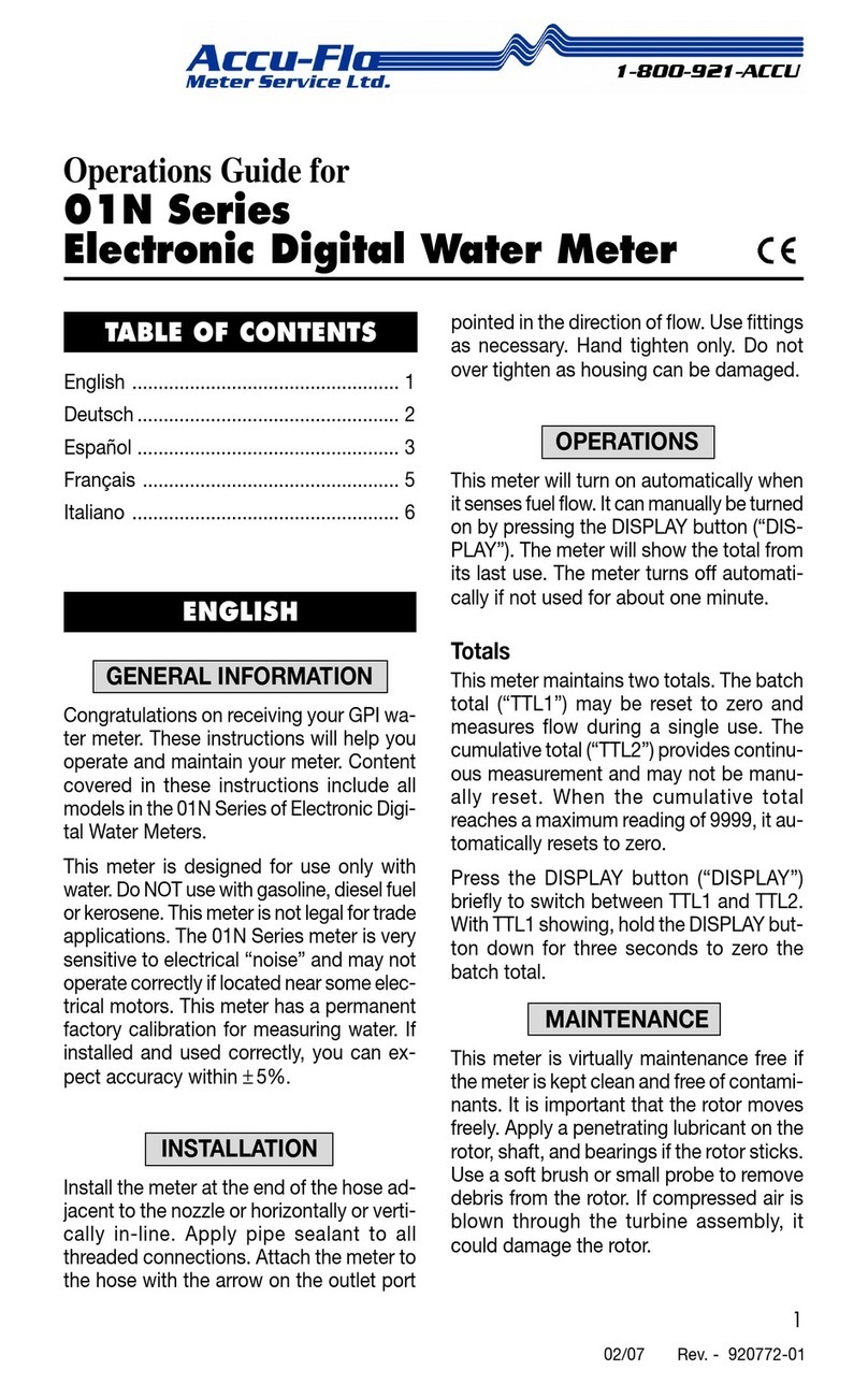 Accu-Flo Meter Service Ltd. 01N Series User manual