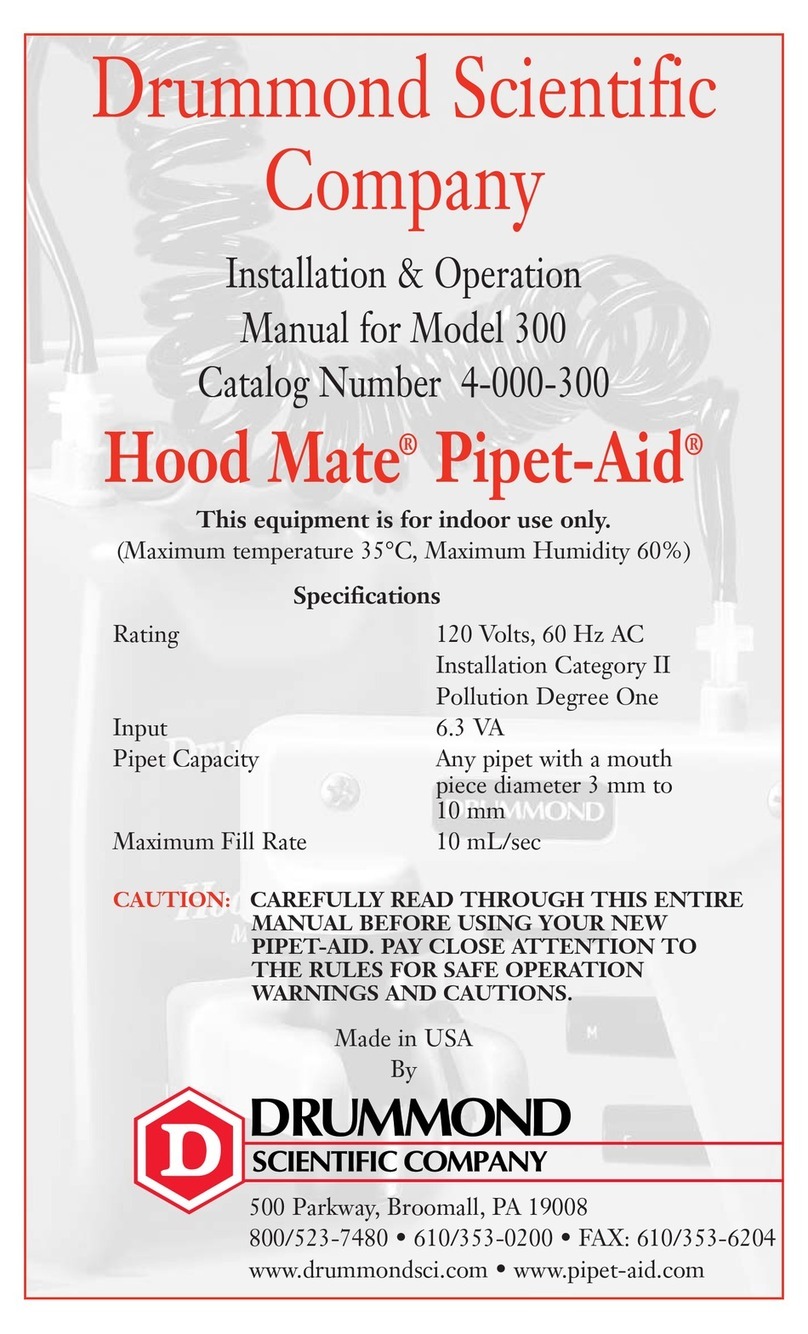 Drummond Hood Mate Pipet-Aid 300 Installation & operation manual Drummond Hood Mate Pipet-Aid 300 Installation & operation manual