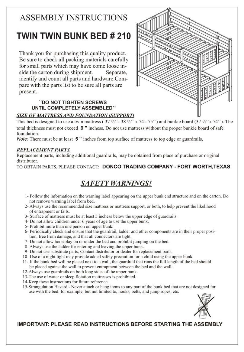 Donco TWIN TWIN BUNK BED 210 User manual