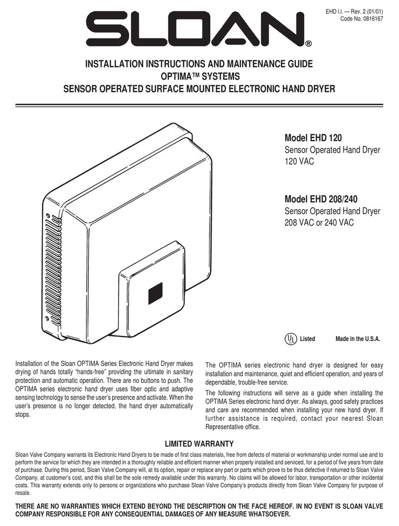 Sloan OPTIMA Series Installation Instructions and Maintenance Guide