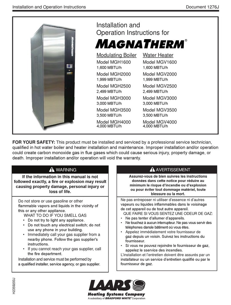 Laars MagnaTherm MGH1600 Installation and operation instructions for