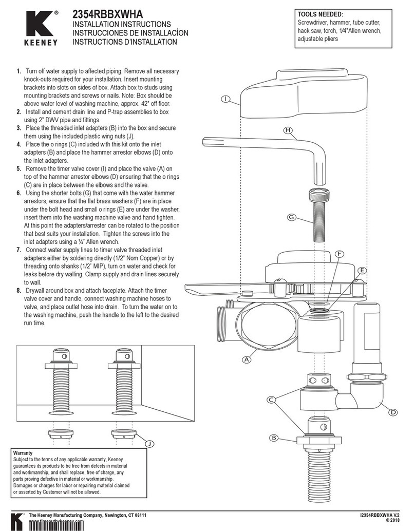 Keeney 2354RBBXWHA installation instructions Keeney 2354RBBXWHA installation instructions