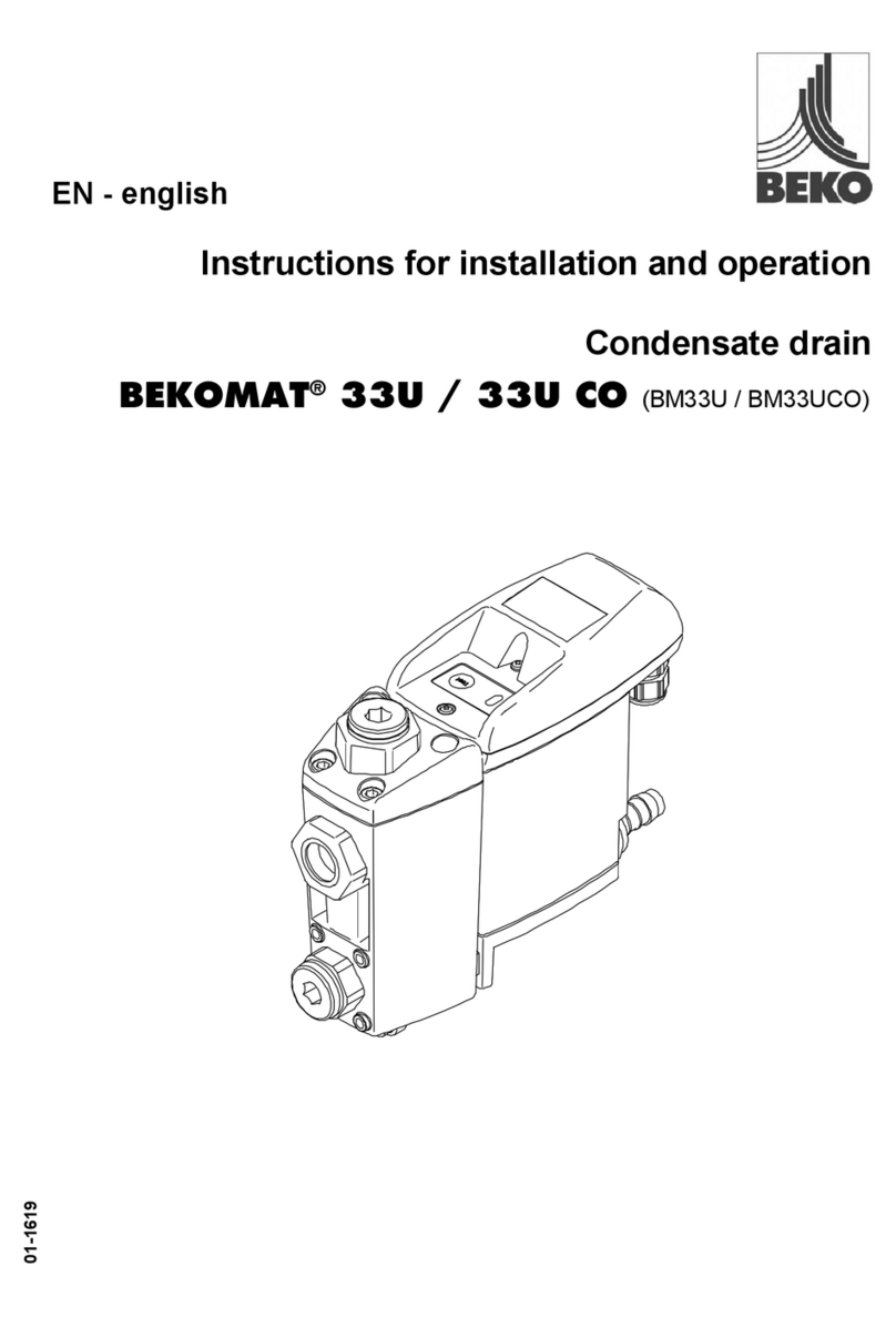 Beko BEKOMAT 33U Instructions for installation and operation Beko BEKOMAT 33U Instructions for installation and operation