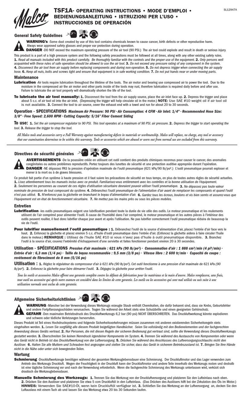 Malco TSF1A operating instructions