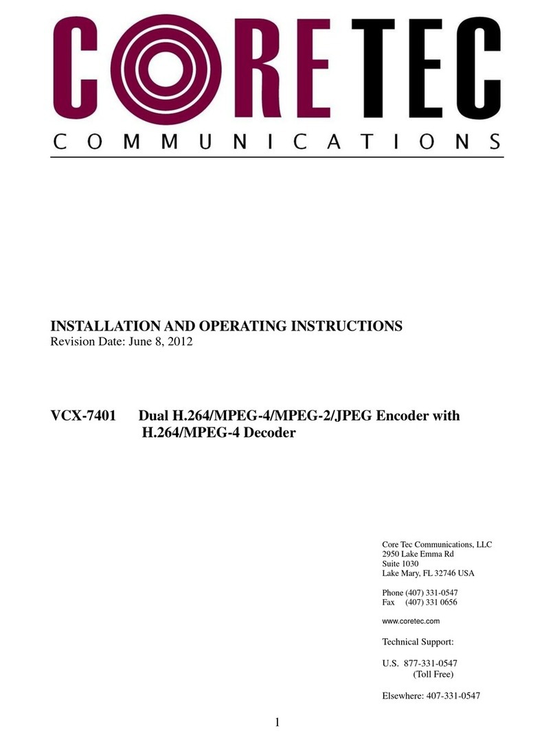 Core Tec Communications, LLC VCX-7401 Installation and operating instructions