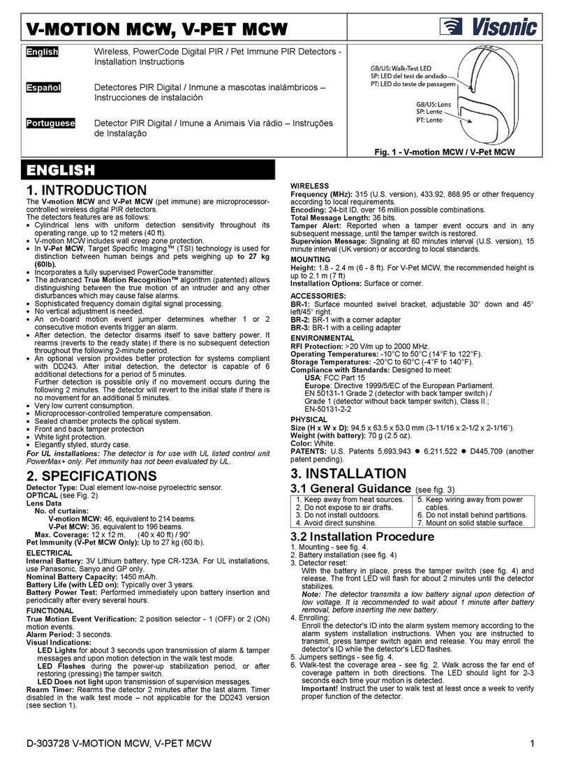 Visonic V-MOTION MCW User manual