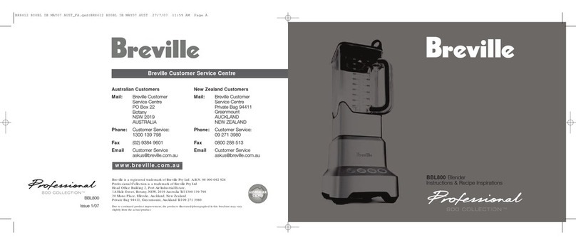 Breville Professional 800 Collection BBL800 Instructions & recipe inspirations