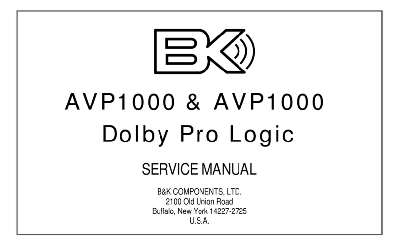 B&K COMPONENTS, LTD. AVP1000 Dolby Pro Logic Service manual